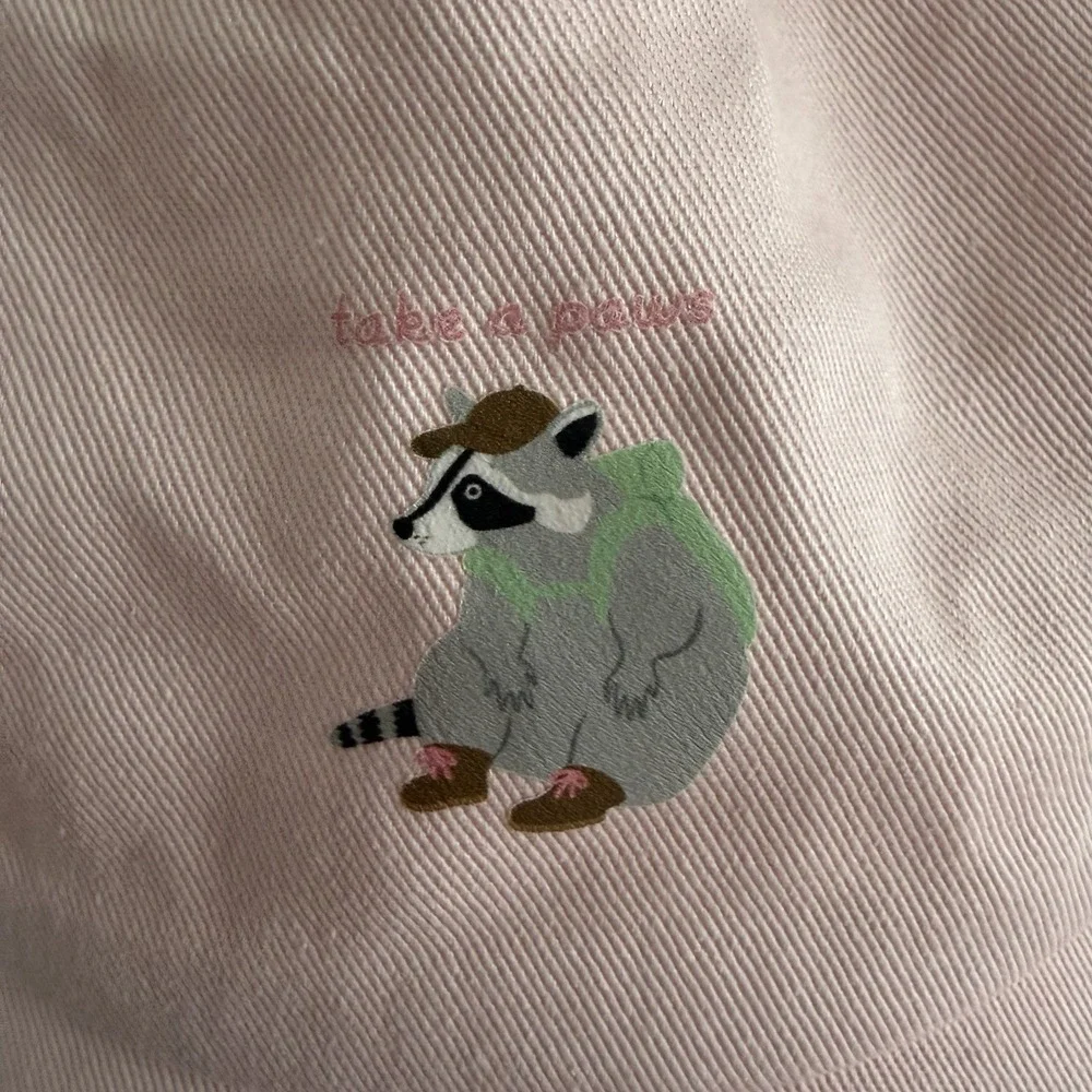 Pink Dad Hat Embroidered Hiking Raccoon Take a Paws Adjustable Cotton Cap